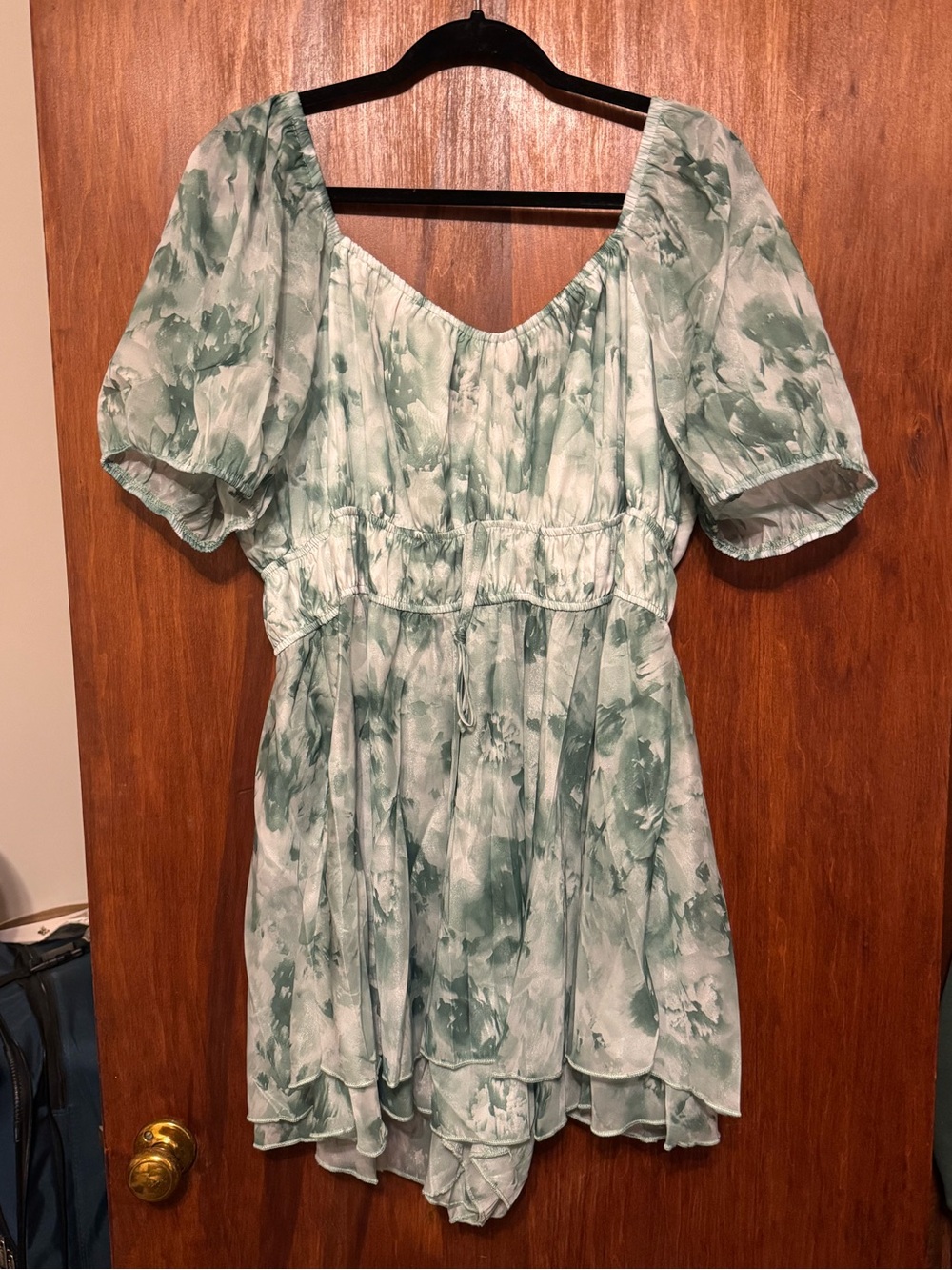 Women’s Plus Size Floral Puff-Sleeve Boho Romper 3XL